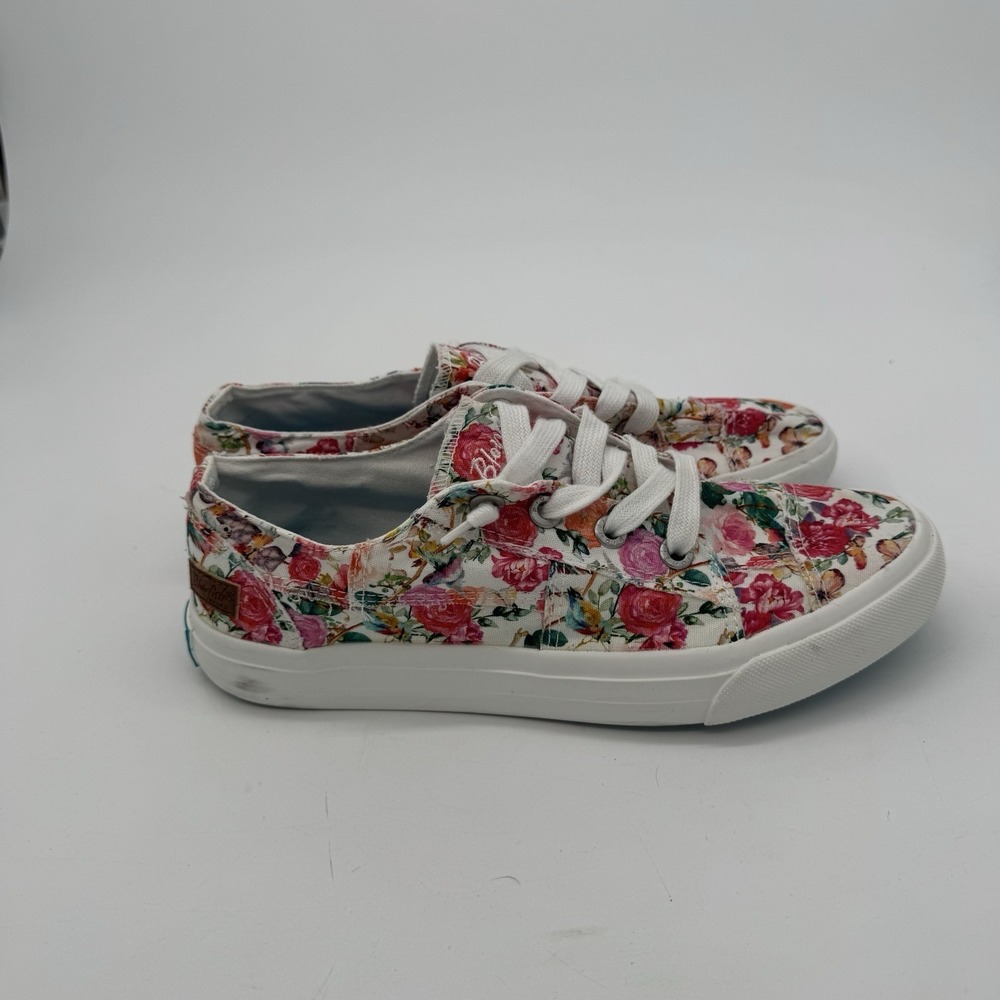 Blowfish Malibu ZS001 Lace-Up Sneaker Sz 9 Floral Cotton Canvas EUC